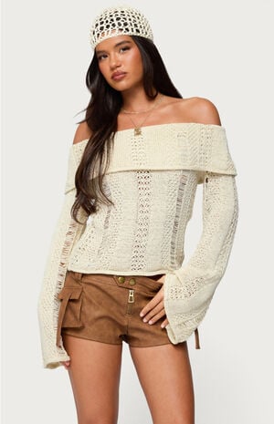 Renna Distressed Fold Over Knit Top image number 1