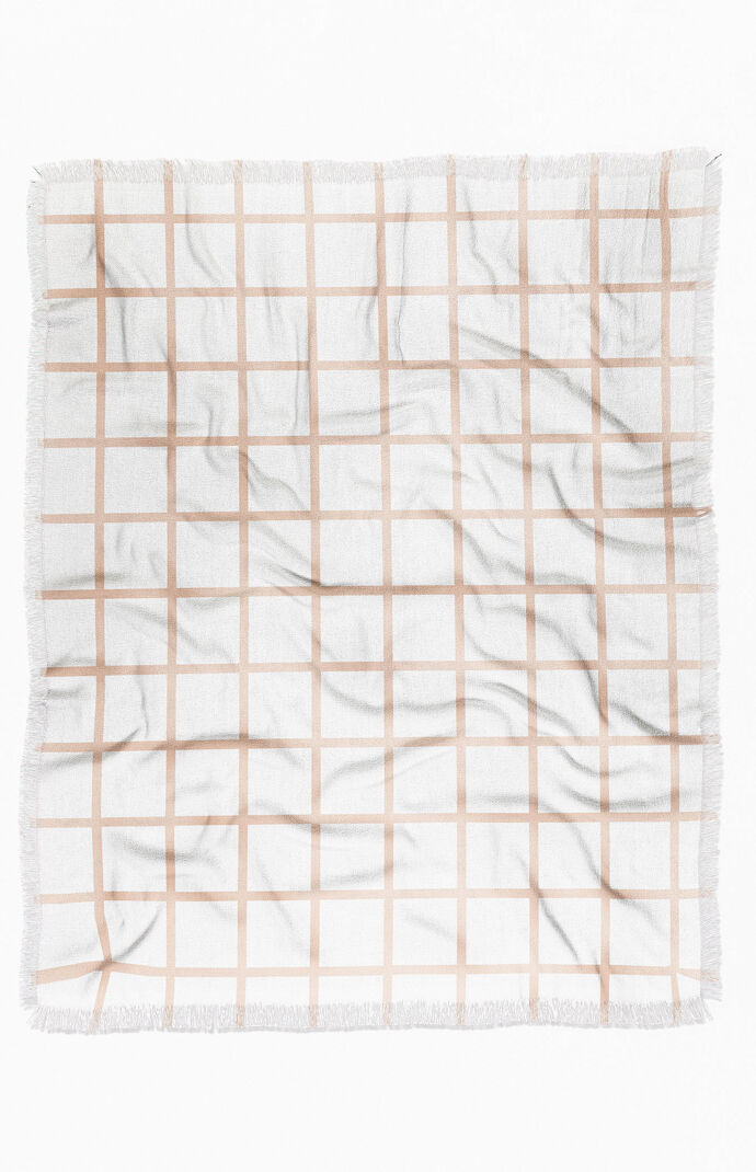 Blush Grid Woven Throw Blanket