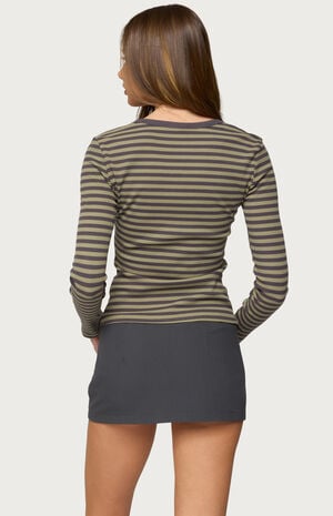 Roma Striped Henley Top image number 3