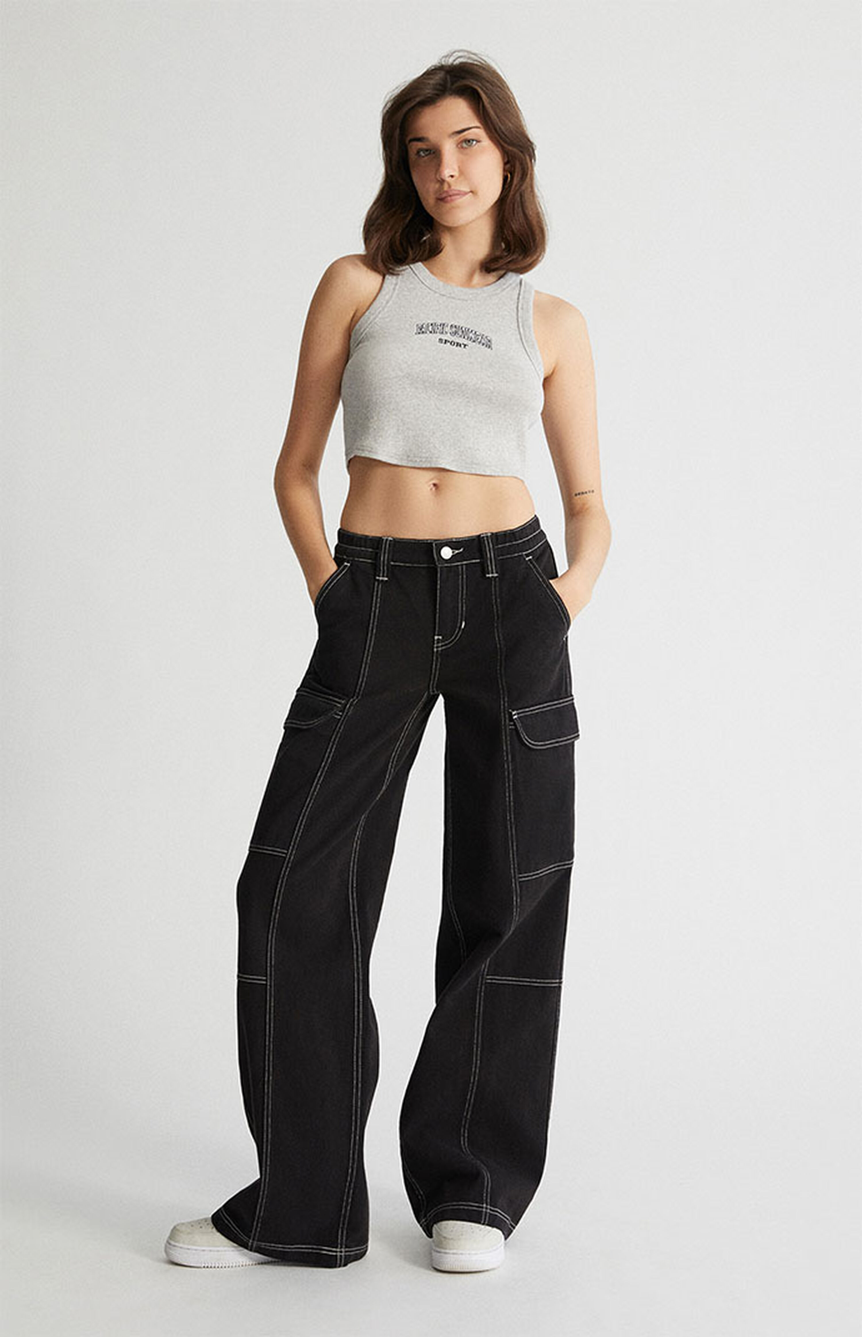 PacSun Black Low Rise Puddle Cargo Pants PacSun