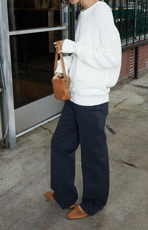 White Knit Pullover Sweater image number 4