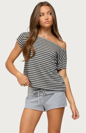 Chanelle Off-The-Shoulder Striped Top image number 1