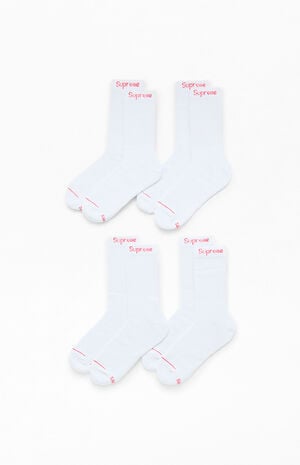 x Hanes 4 Pack White Crew Socks image number 1