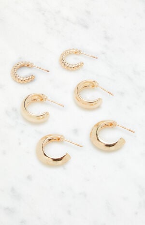 3 Pack Braided Hoop Earrings image number 2