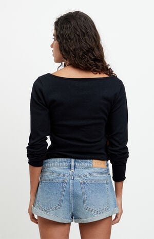 Jamie Low Rise Jean Micro Shorts Medium Blue image number 5