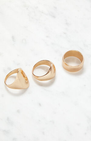 LA Hearts Gold Large Simple Ring Pack | Pacsun