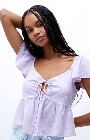 Short Sleeve Keyhole Babydoll Top image number 2