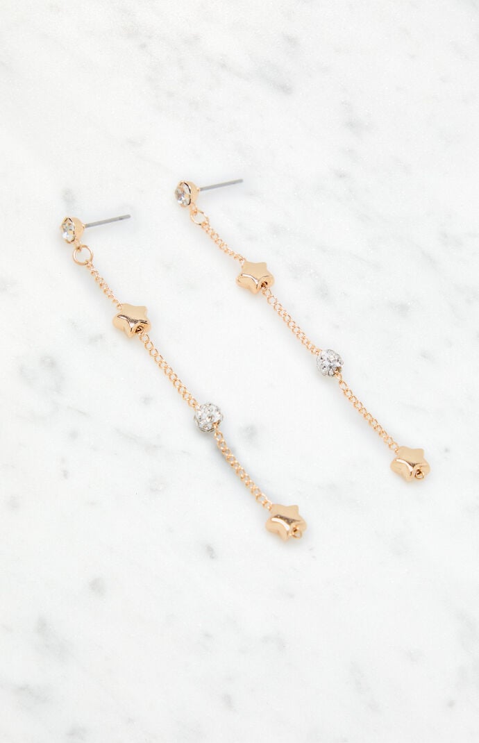 La Hearts Delicate Star Drop Earrings in Gold