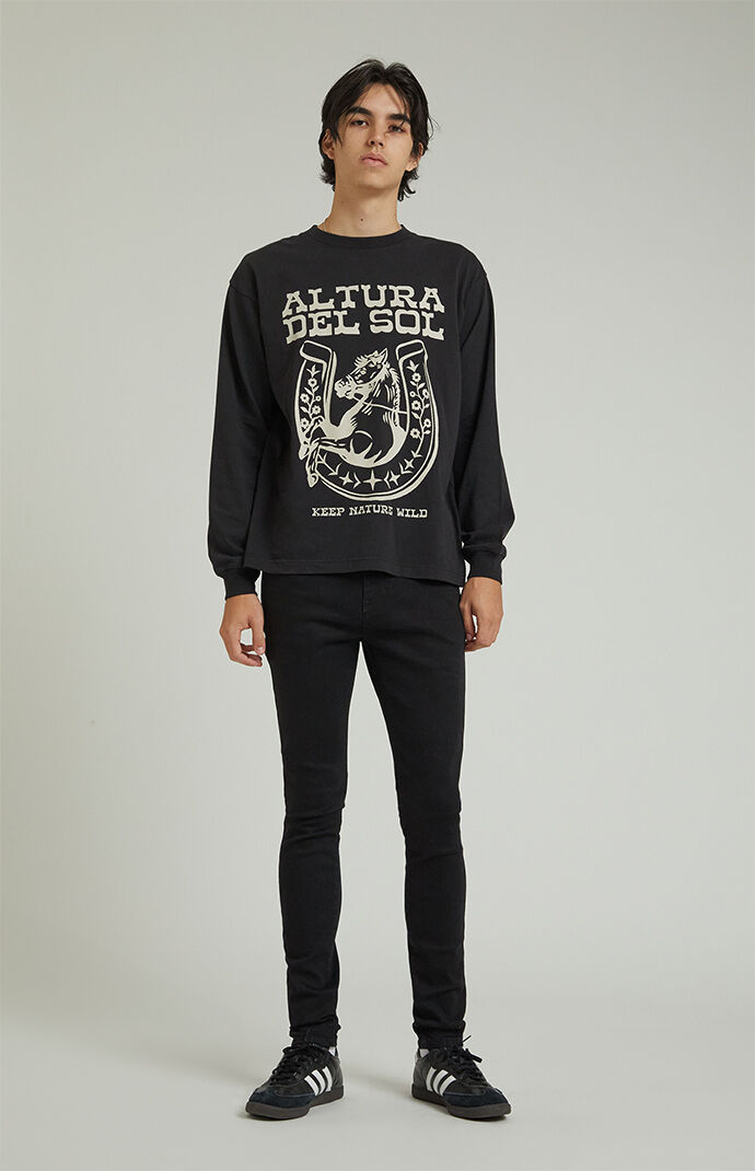 Pacsun stacked skinny side stripe zip black jeans hot sale