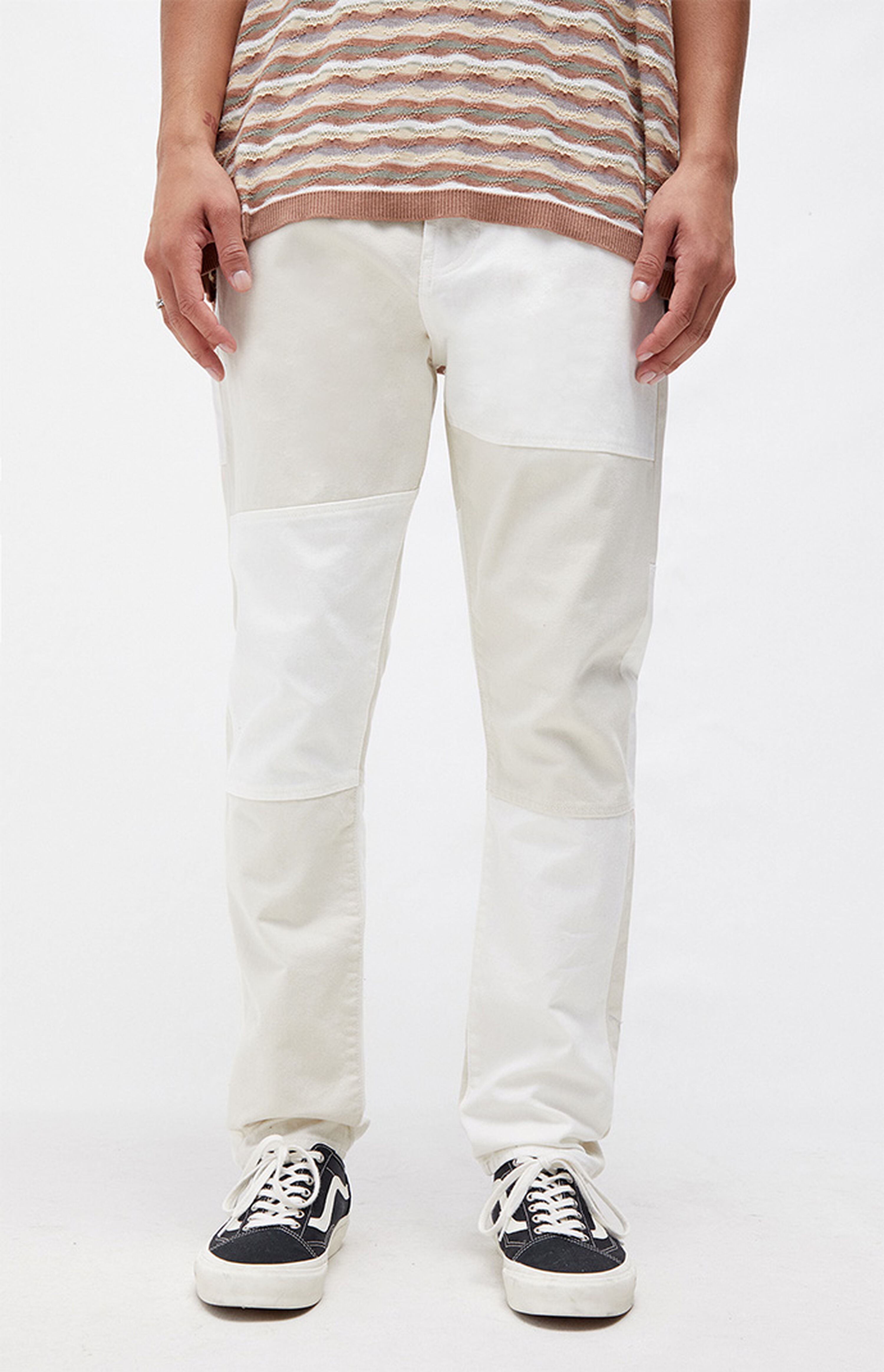 PacSun Eco Cream Slim Taper Patchwork Jeans PacSun