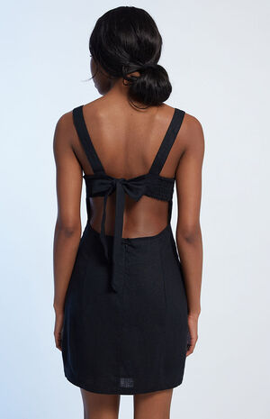 Tie Back Linen Mini Dress image number 4