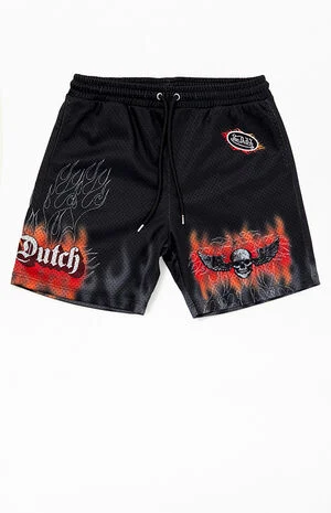 Skull Flame Mesh Shorts image number 1