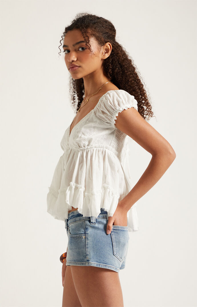 Pacsun Tatum Ultimate Low Rise Denim Micro Shorts Stretch Medium Blue