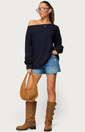 Damari Off Shoulder Oversized Waffle Top image number 5