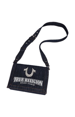 Bling Horseshoe Denim Messenger Bag image number 8