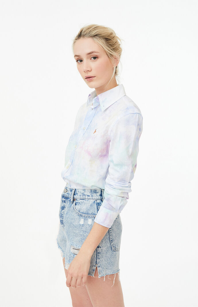 Tie-Dyed Long Sleeve Button Up Shirt