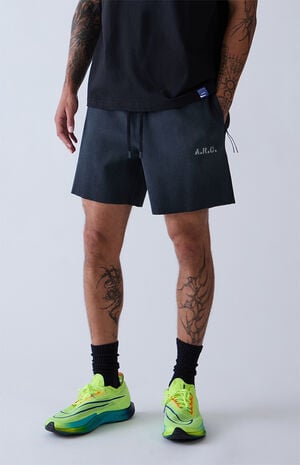 Black Vintage Wash Ribbed Knit Shorts image number 4