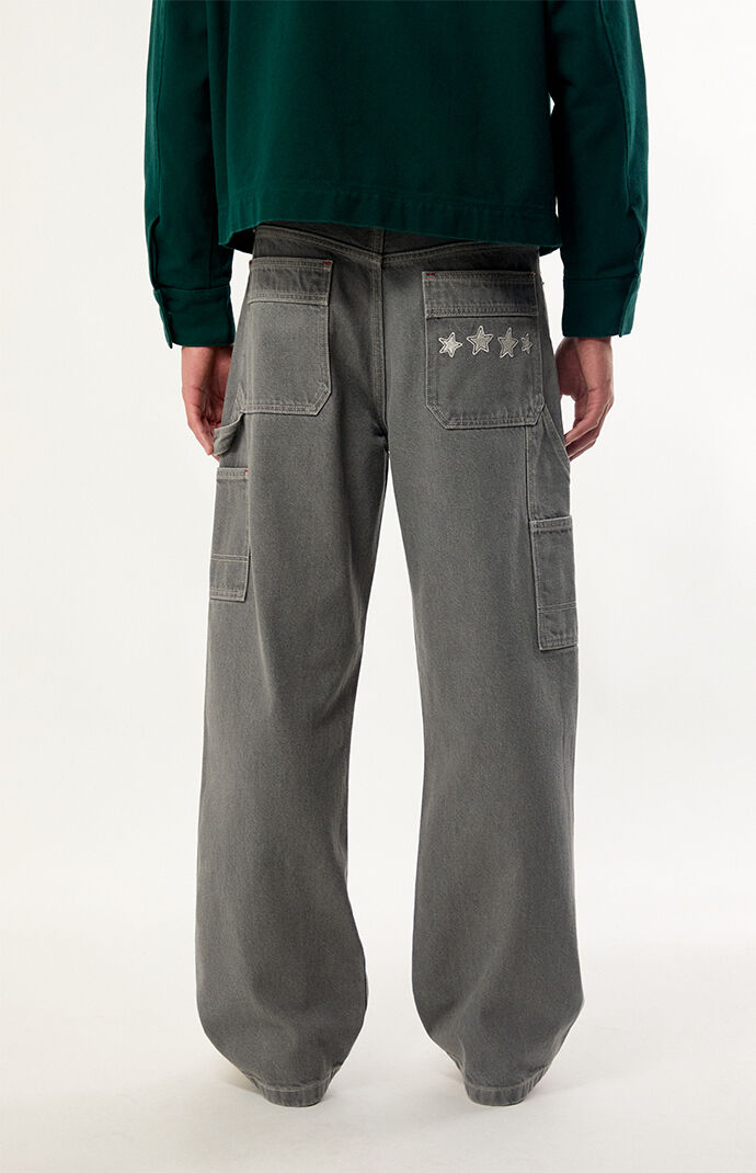 Pacsun Dylan Baggy Jeans Star Embroidered Carpenter Gray | Pacsun