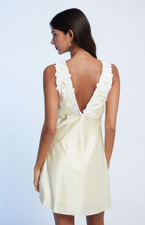 Lace Trim Satin Mini Dress image number 4