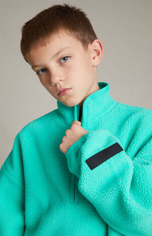 Essentials Mint Leaf Polar Fleece Half Zip Sweatshirt image number 4