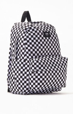 Vintage All-over Checkerboard Pattern Backpack, Classic Zipper