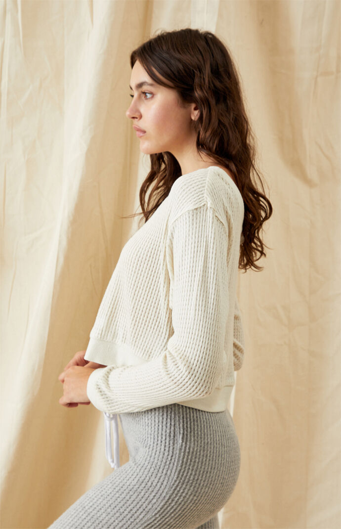 Anna Waffle Off-The-Shoulder Top