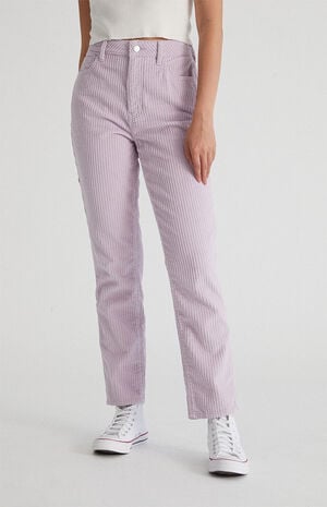 Lavender Corduroy Mom Jeans image number 2