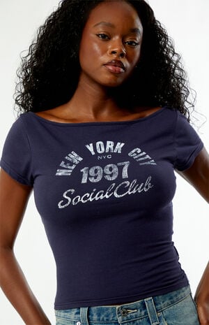 NYC Social Club Off-The-Shoulder T-Shirt image number 5