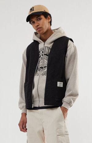 Black Canvas Zip Up Vest image number 1