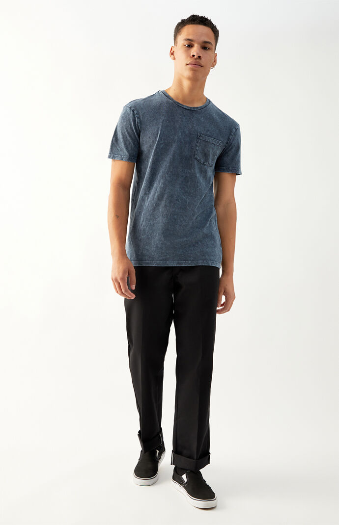 Navy Acid Wash Pocket T-Shirt