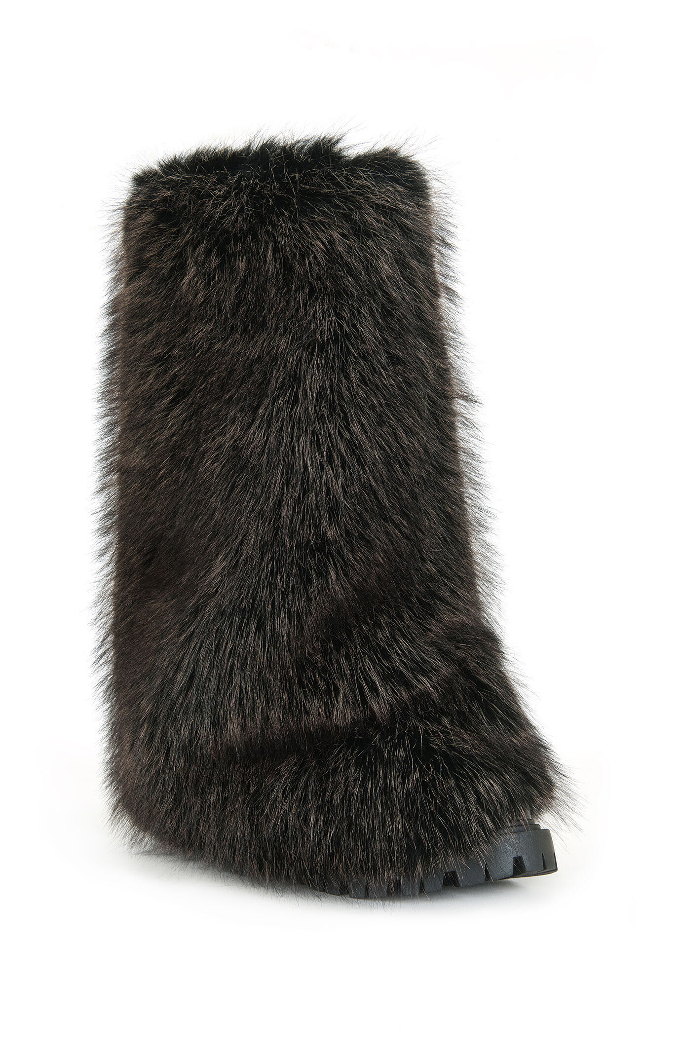 AZALEA WANG Lisboa Brown Cuffed Faux Fur Chunky Booties