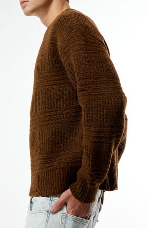 Brown Allan Jacquard Crew Neck Sweater image number 2