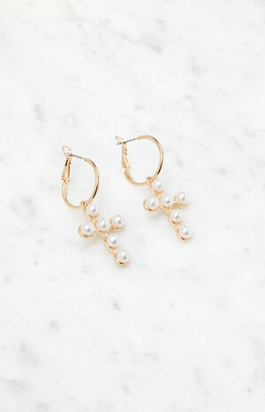 Pearl Cross Earrings Pearl Cross Earrings image number 3