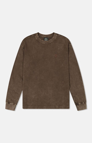 Chocolate Thermal Enzyme Washed Vertical Logo Long Sleeve T-Shirt image number 1