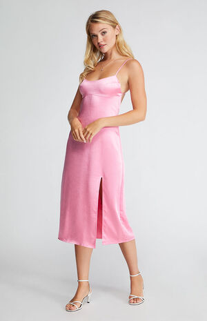 Satin Bustier Midi Dress image number 1