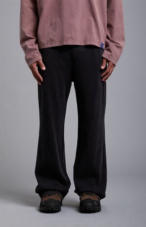 Black Ribbed Baggy Sweatpants image number 3