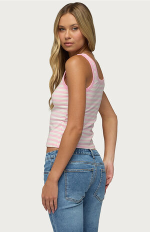 Angel Glow Rhinestone Striped Tank Top image number 3