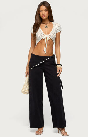 Button Foldover Low Rise Baggy Jeans image number 5
