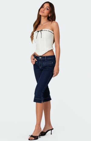Contrast Stitch Capri Jeans image number 3