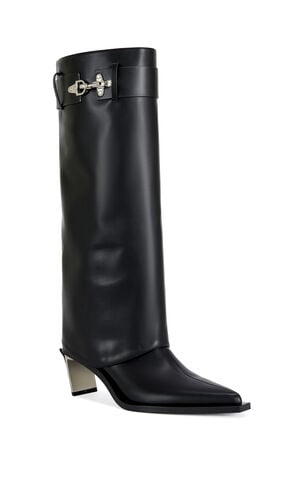 Women's Chrono Black Metal Heeled Boots image number 2