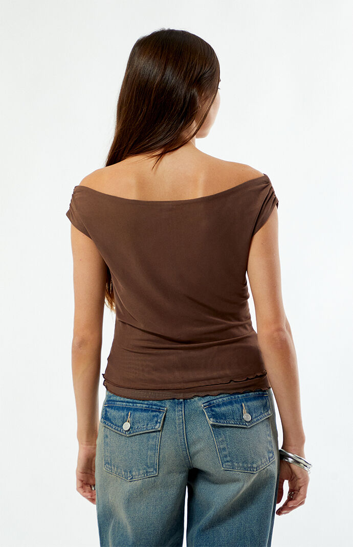 Third Charm Studded Floral Off-The-Shoulder Top | Pacsun