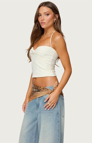Zoee Twisted Textured Halter Top image number 2