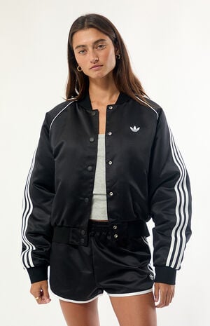 Satin Cropped Bomber Jacket image number 2
