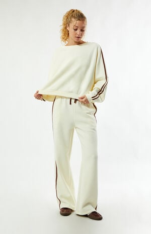 Cream Contrast Crew Neck Sweatshirt image number 5