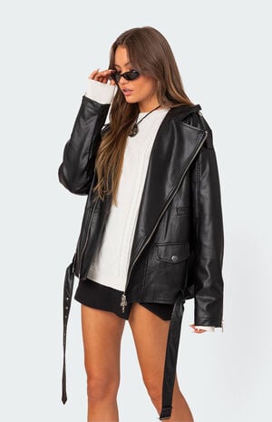 Wrenley Oversized Faux Leather Jacket image number 3