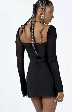Dyer Sheer Sleeve Mini Dress Black