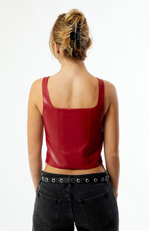 Faux Leather Corset Tank Top image number 4
