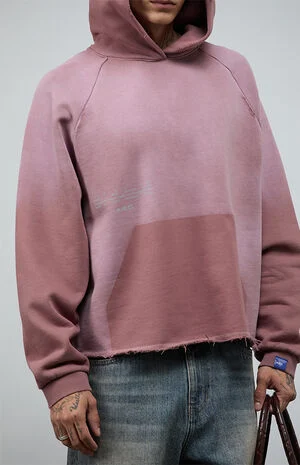 Rose Taupe Vintage Wash Heavyweight Raglan&nbsp;Cutoff&nbsp;Oversized Fleece Hoodie image number 4