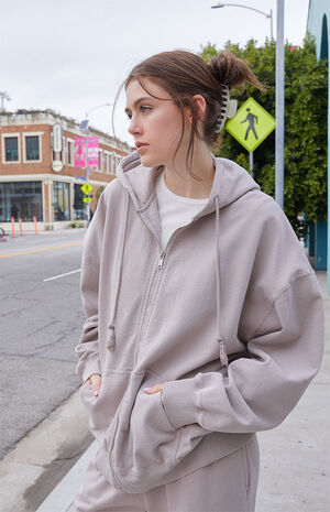Taupe Full Zip Hoodie image number 2