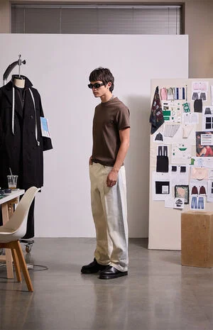 by Pacsun Harlan Cream Tint Baggy Jeans image number 1